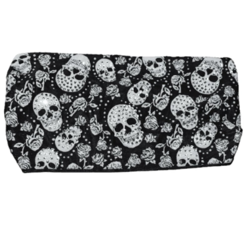 Black headband with skulls and sequins   OS